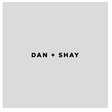 Country artists Dan and Shay album cover that is grey with their names written in black