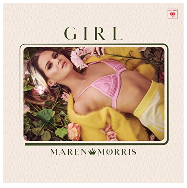 Album cover of Marren Morris' Girl which shows her laying in a bed of flowers