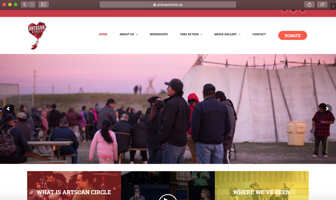 Homepage screenshot of ArtsCan Circle website